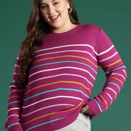 DressBerry Curve Striped Acrylic Pullover-image-5