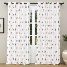 Haus & Kinder White & Pink Cotton Garden Of Joy Pink Door Curtains With Eyelet Rings - Set of 2-image-27