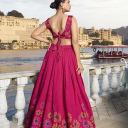 A TO Z CART Printed Ready to Wear Silk Lehenga & Unstitched Blouse With Dupatta image 3