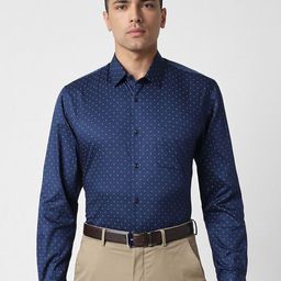 Peter England Men Spread Collar Micro Ditsy Printed Cotton Slim Fit Formal Shirt-image-97