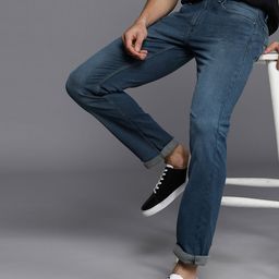 Louis Philippe Jeans Men Navy Blue Slim Fit Low-Rise Light Fade Bleached Stretchable Jeans-picture-17