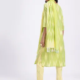 Anouk Ikat Print Regular Pure Cotton Kurta with Trousers & Dupatta image 5