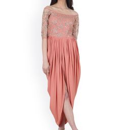 Cation Women Coral Embellished Maxi Dress-image-6
