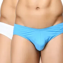 BASIICS by La Intimo White & Sky Blue Comfort Fit Briefs (Pack of 2)-image-43