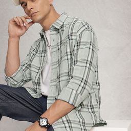 WROGN Oversized Fit Opaque Checked Pure Cotton Casual Shirt-picture-35