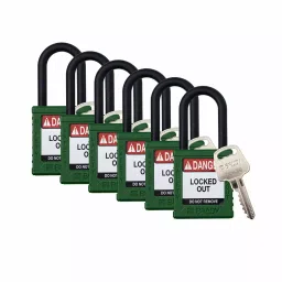 BRADY Nylon 6.35 mm (1/4 inch) Padlock, 793ED8 (Green) (Pack of 6)-47