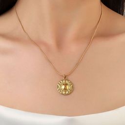 SALTY Sun Moon Stainless Steel Minimal Necklace-image-14