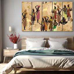 The Castle Decor Brown & Pink 5 Piece Wood Abstract Wall Paintings-image-46