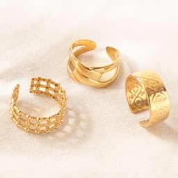 Niska Set Of 3 Gold-Plated Adjustable Finger Rings-image-46