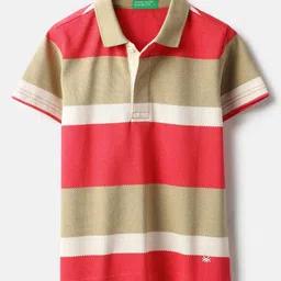 United Colors of Benetton Boys Striped Polo Collar Pure Cotton T-shirt-picture-49