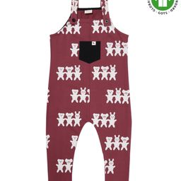 Turtledove London Knit Sleeveless Bear Printed Dungaree - Maroon-image-89