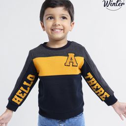 Babyoye 100% Cotton Knit Text Print Full Sleeves Pullover - Blue-image-97