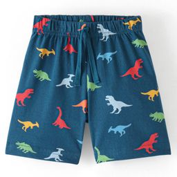 Babyhug Cotton Knit  Elasticated Shorts with Draw Cord Dino Print - Navy-image-53