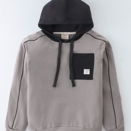 Ollypop Fleece Full Sleeves Hooded Sweatshirt with Front Pocket - Dim Grey-1