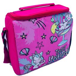 Echo Boomers Unicorn Print Insulated Tiffin Lunch Bags for Kids with Bottle Holder - Pink-27