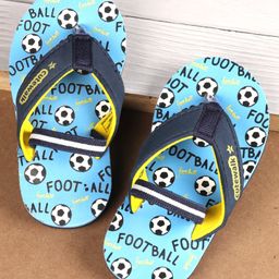 Cute Walk by Babyhug Flip Flops with Back Strap Football Print - Blue-image-13