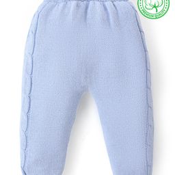 Babyhug Knit Full Length Fleece & Woollen Pant with Cable Knit Design Solid Colour - Blue-image-36
