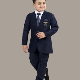 BT DEZINES Full Sleeves Solid 4 Piece Suit Set - Navy Blue-image-79