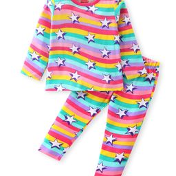 Babyhug Cotton Knit Full Sleeves Night Suit With Stars Print - Multicolor-image-34