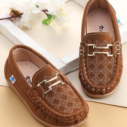 Cute Walk By Babyhug Formal Slip On Shoes - Brown-image-66