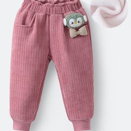 Kookie Kids Full Length Lounge Pant with Penguin & Bow Applique - Pink-image-45