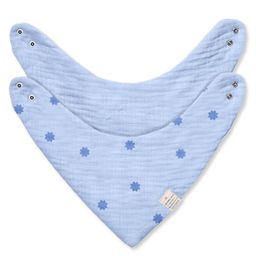 Nintara Baby Extra-Soft, Absorbent, 100% Organic Cotton Bandana Bibs Pack of 2 - Blue-image-86