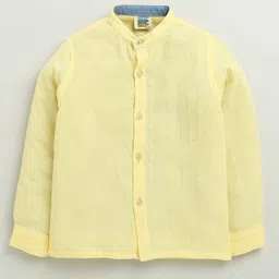 ZIP ZAP ZOOP Cotton Full Sleeves Solid Shirt - Yellow-picture-3