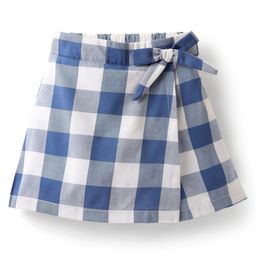 CrayonFlakes Rayon Woven Buffalo Checked Skort - Blue-image-46