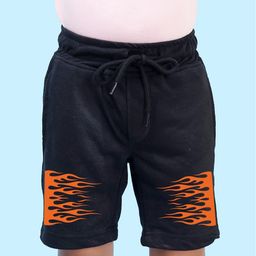NUSYL Cotton Blend Flames Printed Shorts - Black-image-11