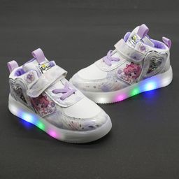 FEETWELL SHOES Fairies & Flowers Designed LED Velcro Closure Shoes - Purple-image-1