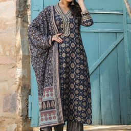 all about you Women Floral Printed Regular Kurta with Trousers & With Dupatta-picture-36
