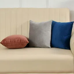Shadowkart Blue & Grey 3 Pieces Velvet Square Cushion Covers-image-80