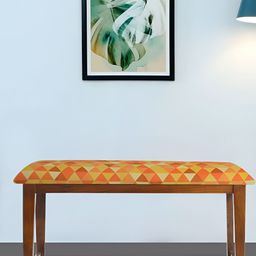 GLOBALLY INDIAN Orange & Red Sheesham Wooden Cushioned Rectangle Bench-10