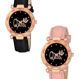 CSAMON Women Pack of 2 Printed Dial & Straps Analogue Watch GR379RG Q BLK Vel PINK G L-image-77