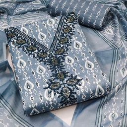 SAINOOR Paisley Printed Embroidered Pure Cotton Unstitched Dress Material-image-81