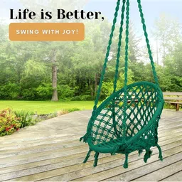 Swingzy Green Hammock Round Shaped Swing With Cushion image 2