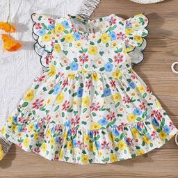 LULU & SKY Floral Print Flutter Sleeve Fit & Flare Dress-image-64