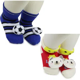 NESKA MODA Kids-Unisex Set Of 2 Ankle Length Cotton Socks-76