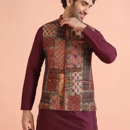 KISAH Men Printed Woven Nehru Jackets-47