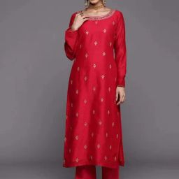 Libas Red Embroidered Straight Kurta-image-88