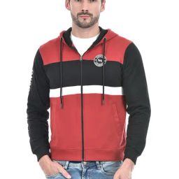 Lawman Multicolored Cotton Regular Fit Colour Block Hooded Sweatshirts-21