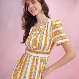 DressBerry Geometric Printed A-Line Dress-picture-5