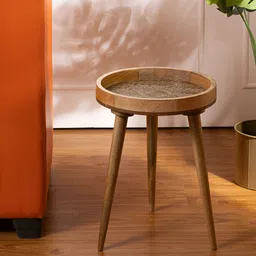 THREADVIBE LIVING Brown Printed Mango Wood Side End Table-picture-25