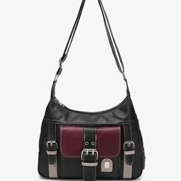 CORSICA Women Colourblocked Structured Buckle Detail Shoulder Bag-picture-10