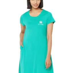 Soie Teal Blue Textured Sleep Shirt-image-9