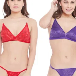 N-Gal Red & Purple Printed Bra & Panty Set (Pack Of 2)-34