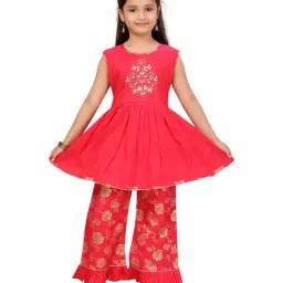 Aarika Kids Pink Floral Print Kurta with Palazzos-image-24