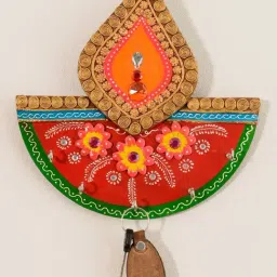 eCraftIndia Papier-Mache Floral Tilak Design 5 Hooks Key holder-15