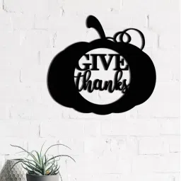 eCraftIndia Black MDF "Give Thanks" Wall Art Cutout-image-76
