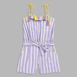 Blue Giraffe Kids Purple & White Striped Jumpsuit-image-89